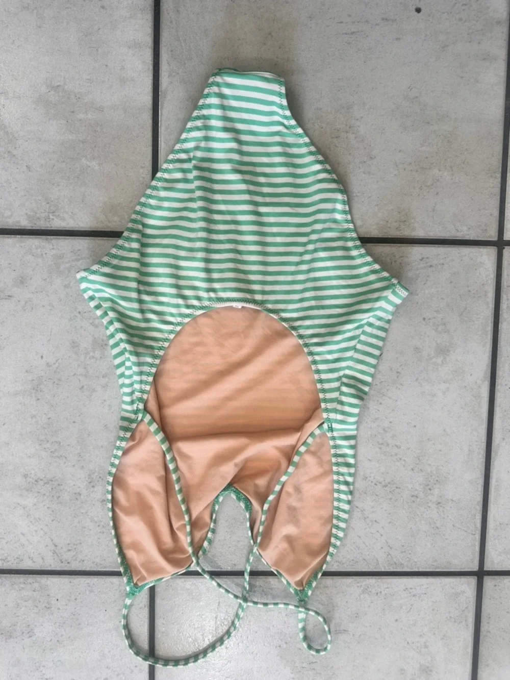 J. Crew Mint Green and White Striped One-Piece Swimsuit